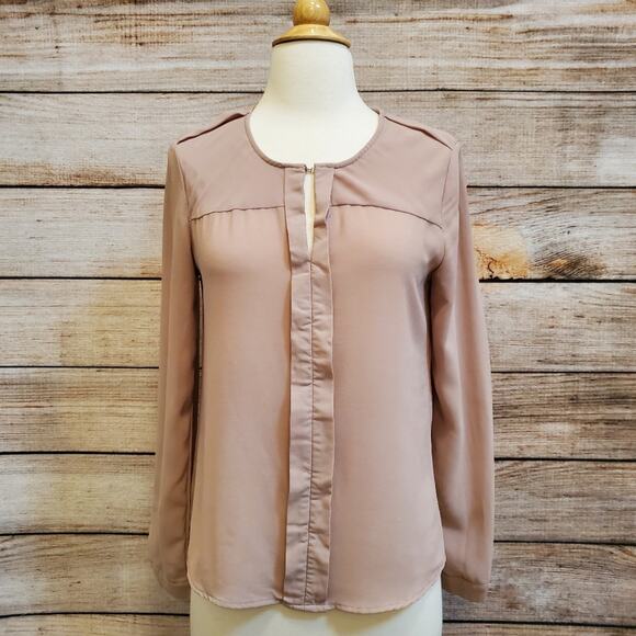 Tobi Pleated Blouse Mauve Taupe Small - Picture 1 of 8